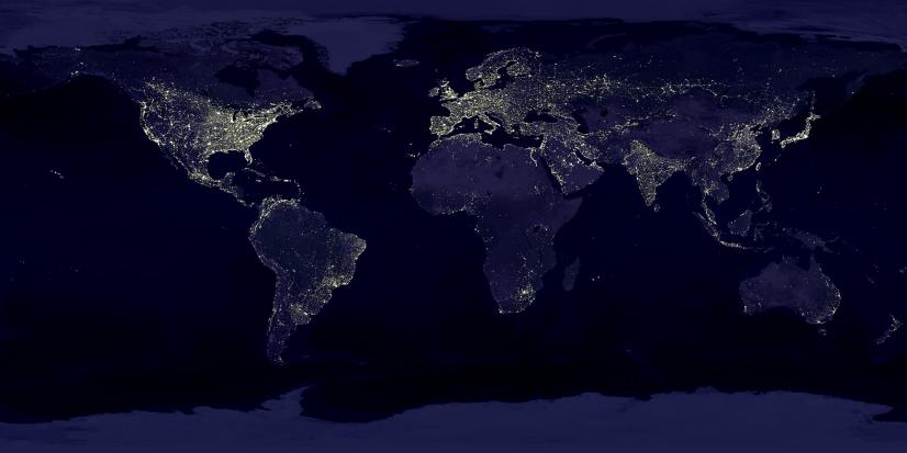 Carte du monde vu de nuit depuis l’espace @ NASA