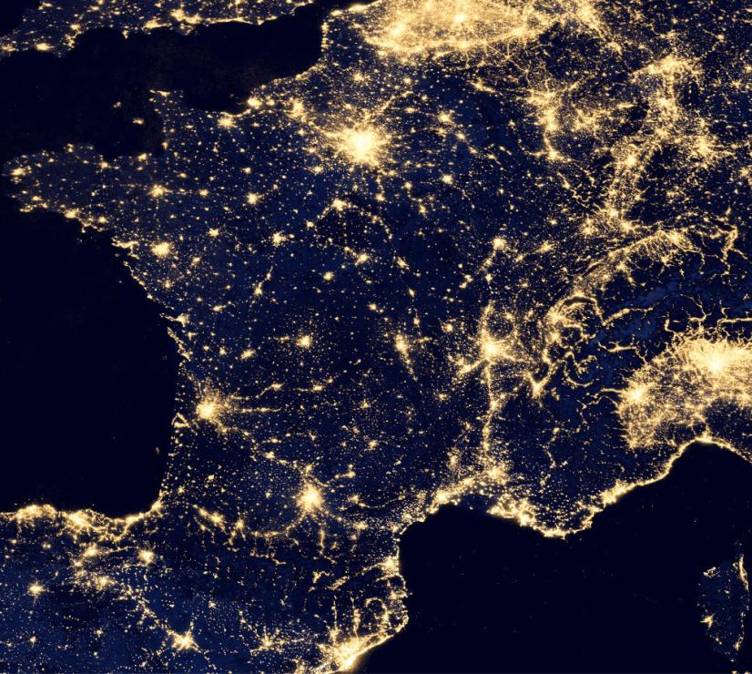 La France la nuit © satellite de la NASA_site "cartesfrance.fr"